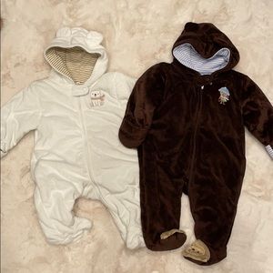 Two Carter's thick sleep and play footie